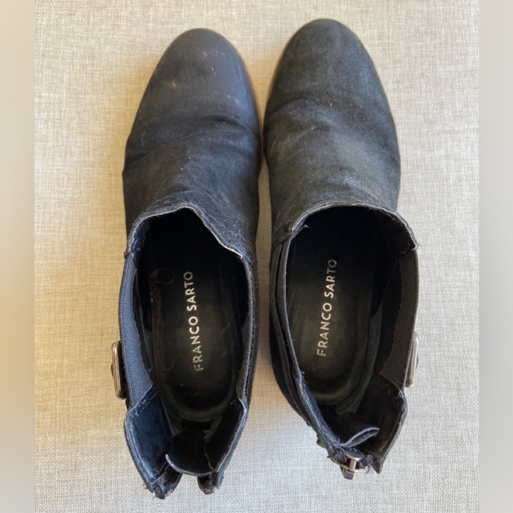 Franco Sarto “Ketty” Black Nubuck Leather Ankle Boots Booties - Picture 2 of 8